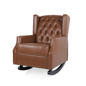 Moss - Upholstered Rocking Recliner With Diamond Tufting And Wingback - Light Brown by Couch.com