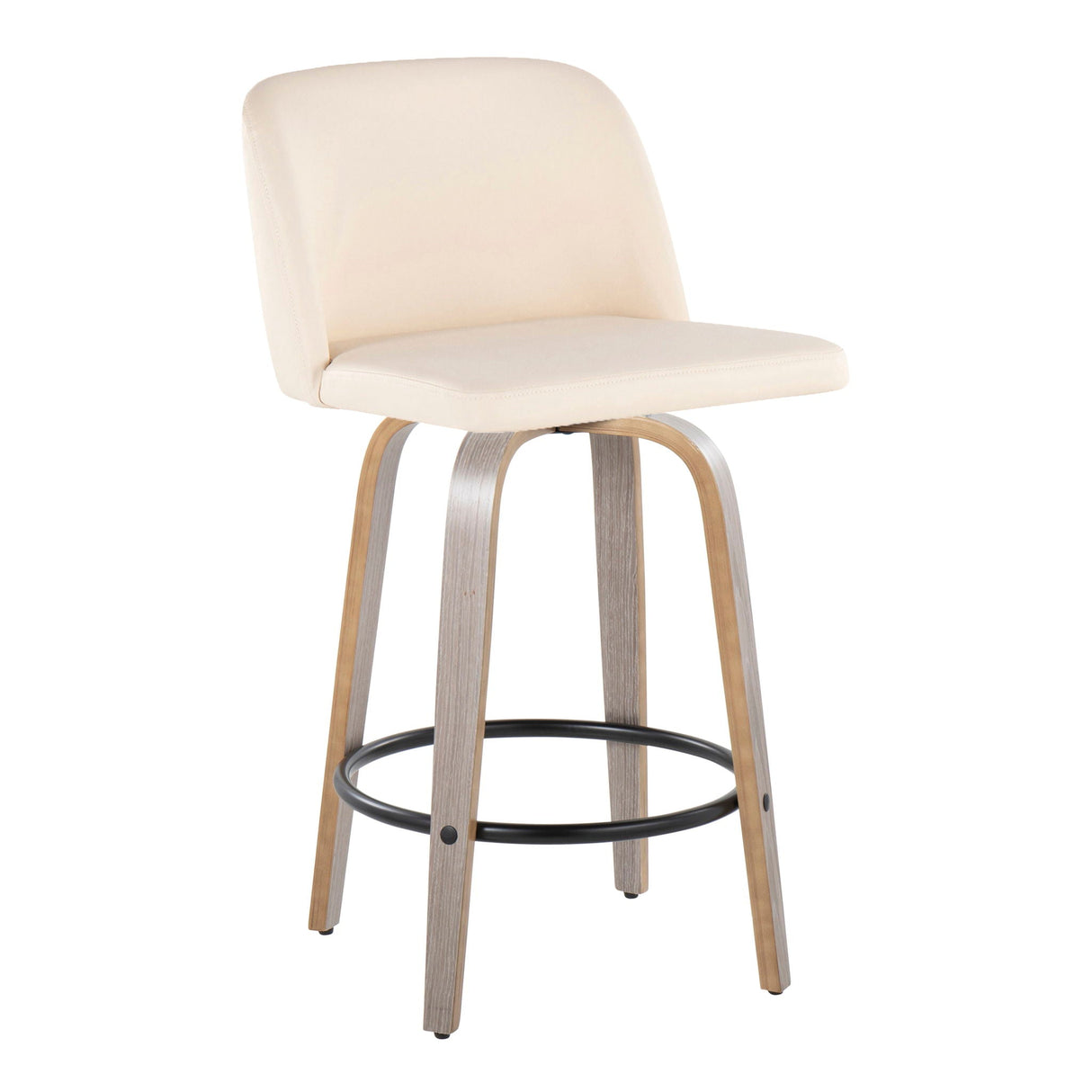 Toriano - Contemporary Fixed Height Counter Stool With Swivel & Round Footrest (Set of 2) by Couch.com