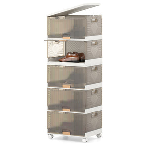 3/4/5/6-Cube Stackable Storage Bins with Detachable Wheels-5 Cube