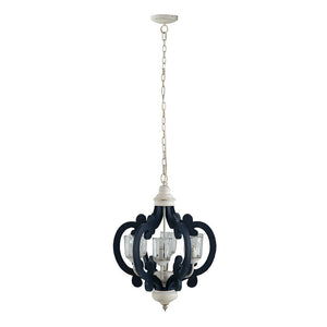 Wood Chandelier 6 Light Farmhouse Pendant Lighting Wood Hanging Light Fixture For Kitchen Living Dining Room, Bulb Not Included - Cream