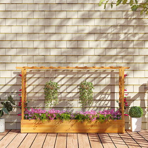 45 Inch Wooden Raised Garden Bed with Lattice Trellis for Outdoor-Natural