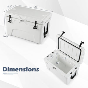45 Quart Portable Hard Cooler Insulated Ice Chest Keeps Cool for up to 6 Days-White