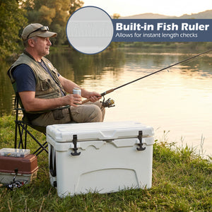 45 Quart Portable Hard Cooler Insulated Ice Chest Keeps Cool for up to 6 Days-White