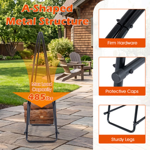 45" Round Firewood Rack with Heavy-Duty Metal Frame