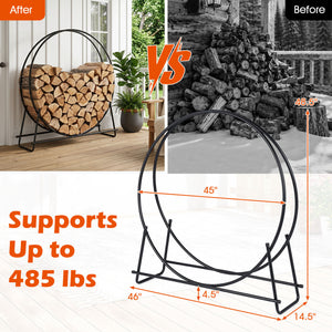45" Round Firewood Rack with Heavy-Duty Metal Frame