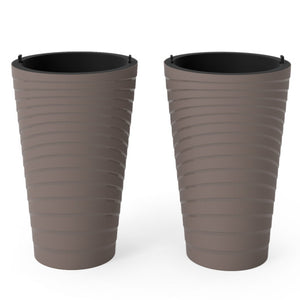 45 cm Tall Flower Pot Set of 2 with Insert Bucket and Handle Design-Brown