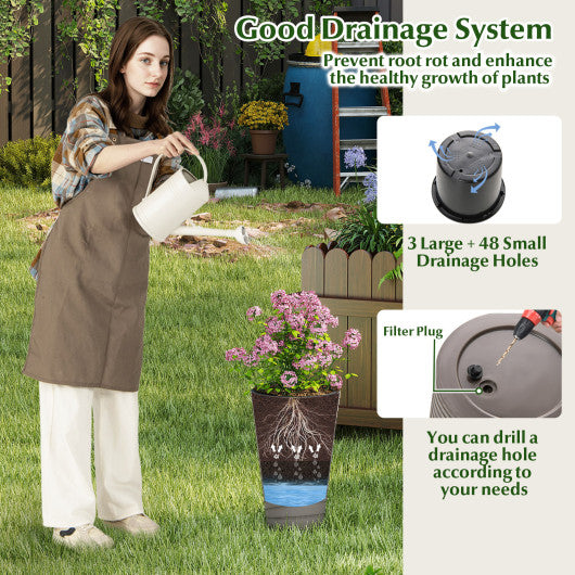 45 cm Tall Flower Pot Set of 2 with Insert Bucket and Handle Design-Brown