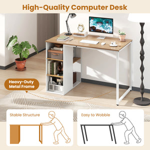 45 Inch Computer Desk with 5 Storage Compartments and Metal Frame