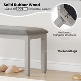 Upholstered Bedroom Bench with Padded Seat and Solid Wood Legs-Gray