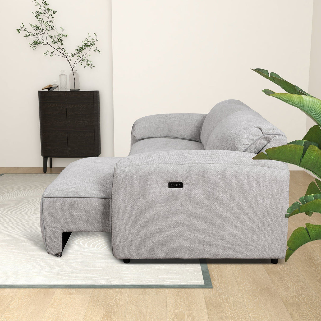 Cleveland - Dual Power Convertible Sofa - Silver by Couch.com