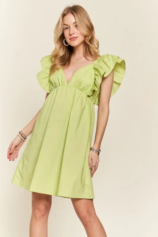 Smocked Back Ruffled Cap Sleeve Babydoll Dress For Summer – Feminine, Flattering, Comfortable, Playful Charm