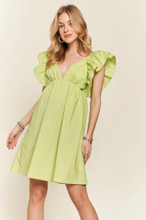 Smocked Back Ruffled Cap Sleeve Babydoll Dress For Summer – Feminine, Flattering, Comfortable, Playful Charm