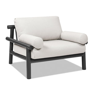 Zara - Dowel Frame Bolster Patio Deep Seating Armchair, Axroma Olefin - Wheat Beige by Couch.com