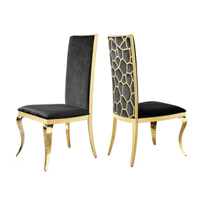 Dining Chair (Set of 2) With Unique Backrest Stainless Steel Legs - Gold by Couch.com