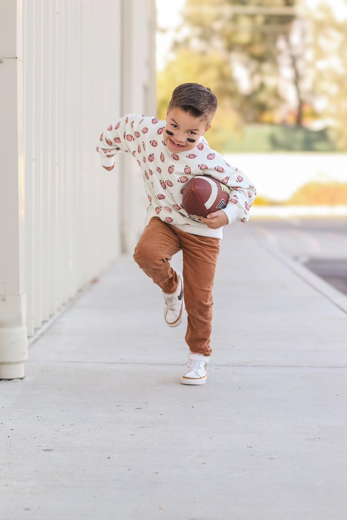 Football Print Crewneck Sweatshirt