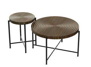 Coffee And End Table Set Waterproof Cover, Distressed Cylindrical Design, Legs Classic Rustic Charm (Set of 2) by Couch.com