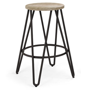 Simeon - Multifunctional Metal Stool With Wood Seat by Couch.com