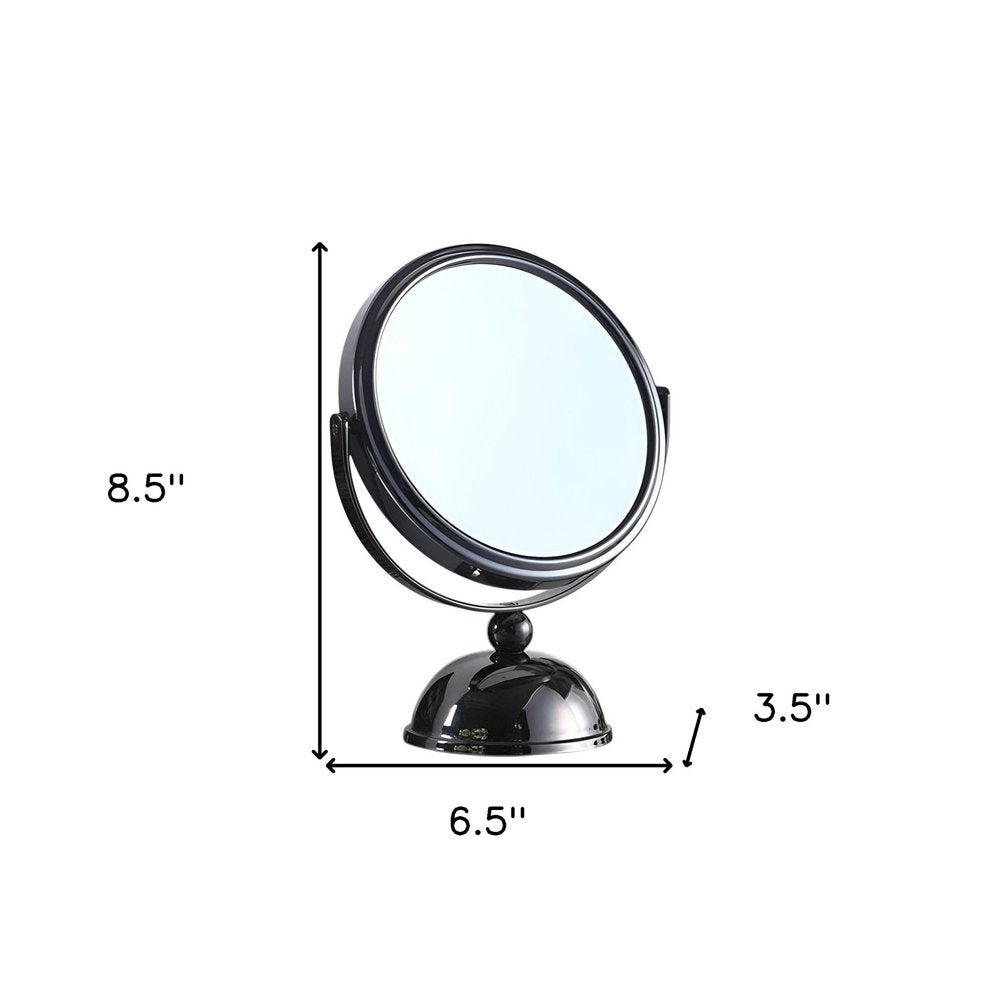 9" Black Round Metal Framed Makeup Shaving Tabletop Mirror