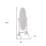 60" White Oval Wood Framed Freestanding Cheval Mirror