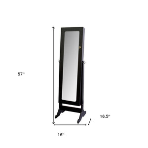 57" Brown Wood Freestanding Framed Cheval Mirror