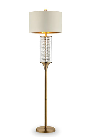 62" Gold Column Floor Lamp With Off White Metal Drum Shade