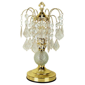 15" Gold And Faux Crystals Chandelier Style Table Lamp