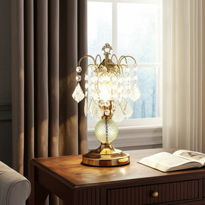15" Gold And Faux Crystals Chandelier Style Table Lamp