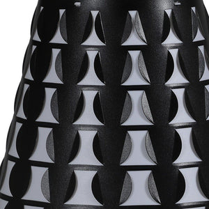 16" Black Bedside Table Lamp With Black And White Polka Dots Empire Shade