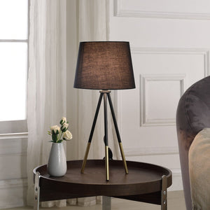 20" Gold Tripod Table Lamp With Black Empire Shade