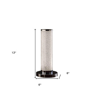 13” Modern White Sand Crystal And Steel Table Lamp