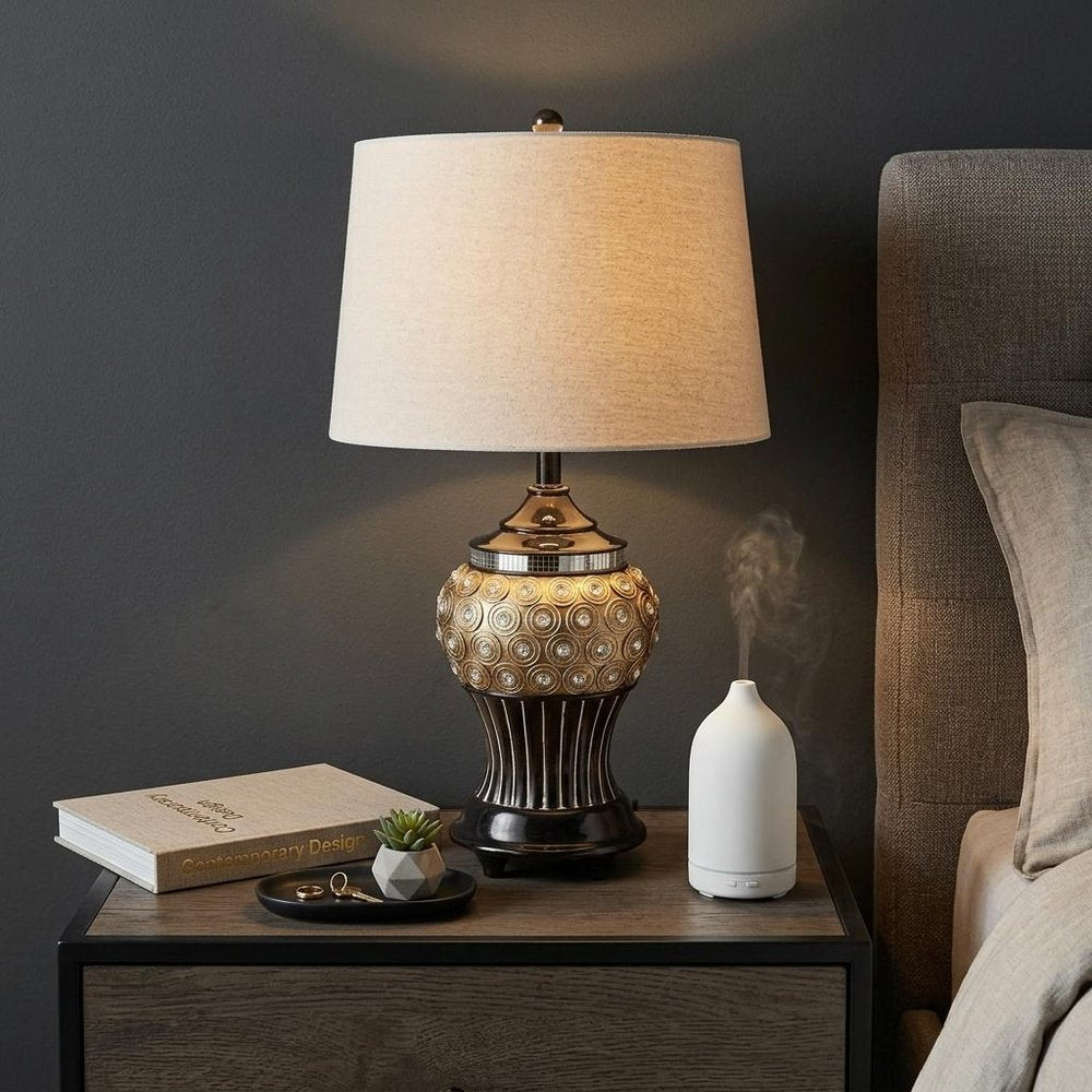 Glitzy Gold Bejeweled Table Lamp