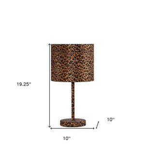 19" Amber And Black Bedside Lamp With Drum Shade
