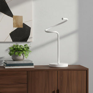 18" White Curvy Spiral LED Table Lamp