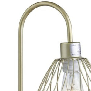 21" Gold Bedside Table Lamp With Gold Cage Shade