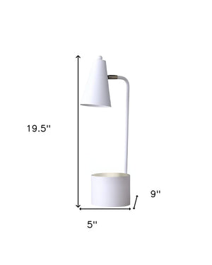 20" Compact White Metal Desk Lamp