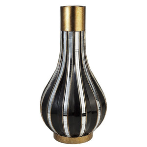 16" Gold and Black Striped Bud Polyresin Table Vase
