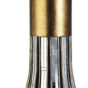 16" Gold and Black Striped Bud Polyresin Table Vase