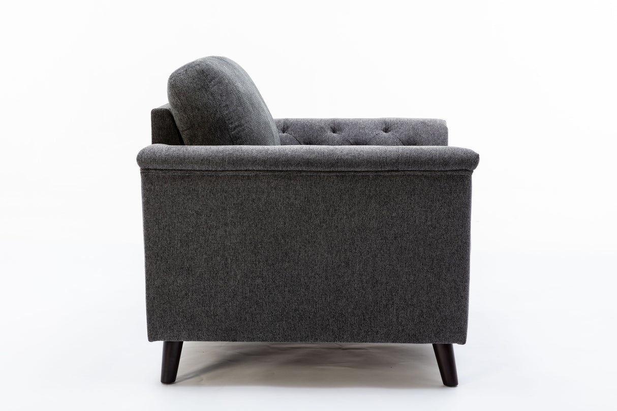 Stanton - Linen Chair With Tufted Arms - Dark Gray by Couch.com