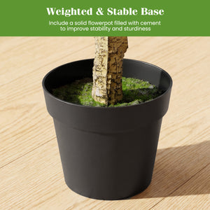 46-Inch Artificial Boxwood Topiary Tree Fake Potted Boxwood Tree with 5 Ball-Shaped Topiaries
