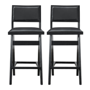 Couch.com Keira Bar Stool (Set of 2) Black, Set of 2, Durable Design, Faux Leather Construction, Black Finish by Couch.com