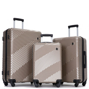 3 Piece Luggage Sets Lightweight Suitcase With Two Hooks, Spinner Wheels, by Couch.com