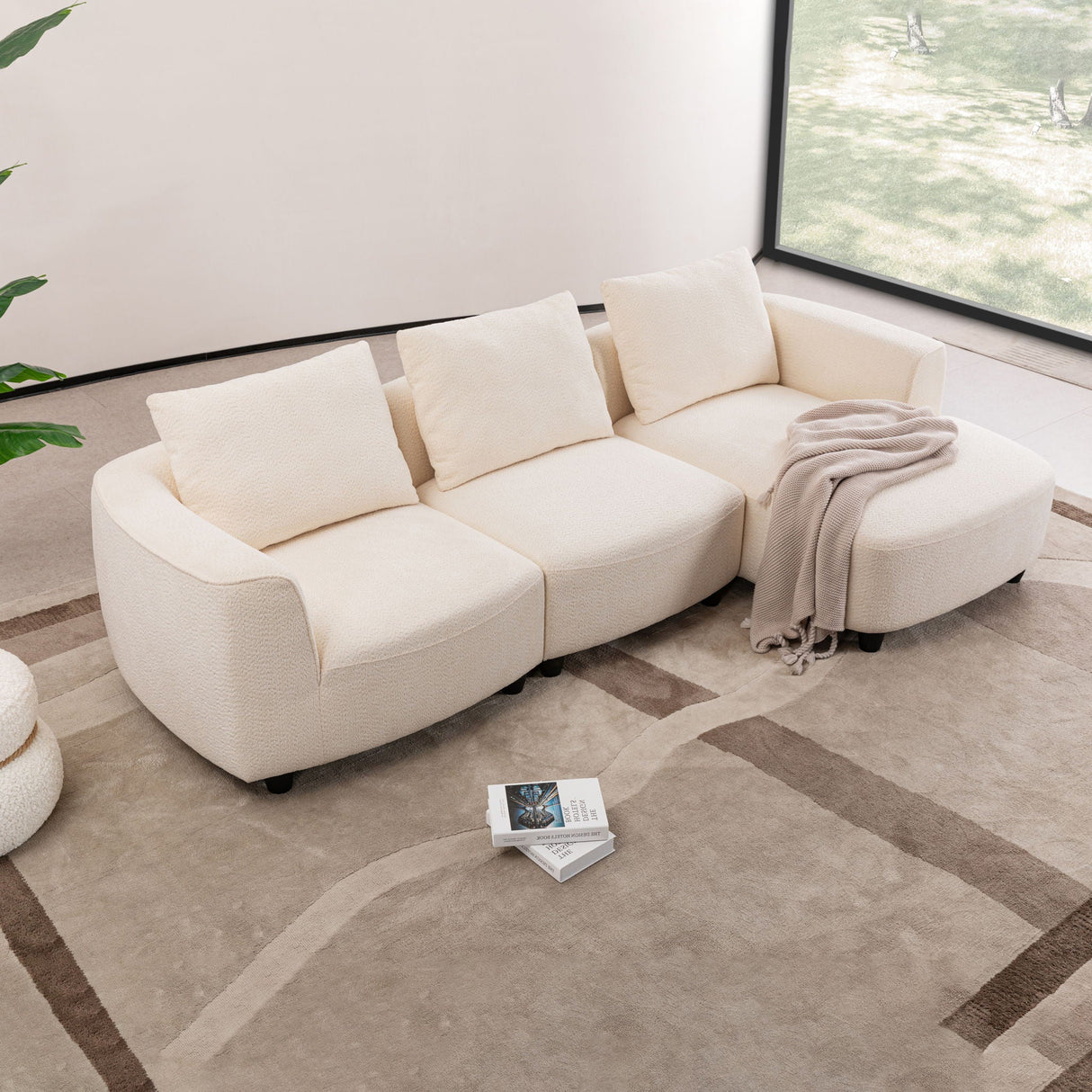 Mid-Century Modern 3 Seater Sofa With Recliner by Couch.com