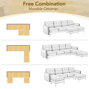 Modern L - Shape Convertible Sectional Sofa With Movable Ottoman by Couch.com