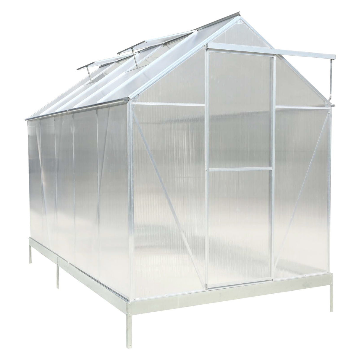 Polycarbonate Greenhouse, Heavy Duty Outdoor Aluminum Walk-In Green House Kit With Rain Gutter, Vent And Door For Backyard Garden by Couch.com