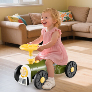Ride on Toy with Steering Wheel and Train Whistle Sound Button-Green