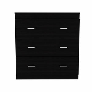 31" Black Wood Three Drawer Dresser