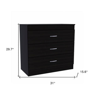 31" Black Wood Three Drawer Dresser