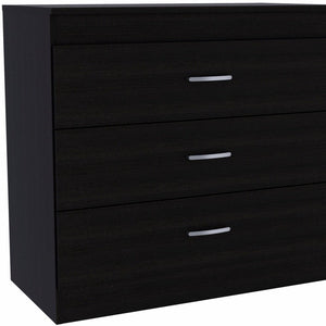 31" Black Wood Three Drawer Dresser