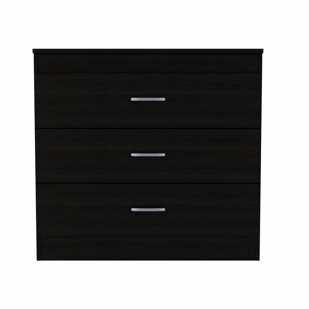 31" Black Wood Three Drawer Dresser