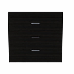 31" Black Wood Three Drawer Dresser